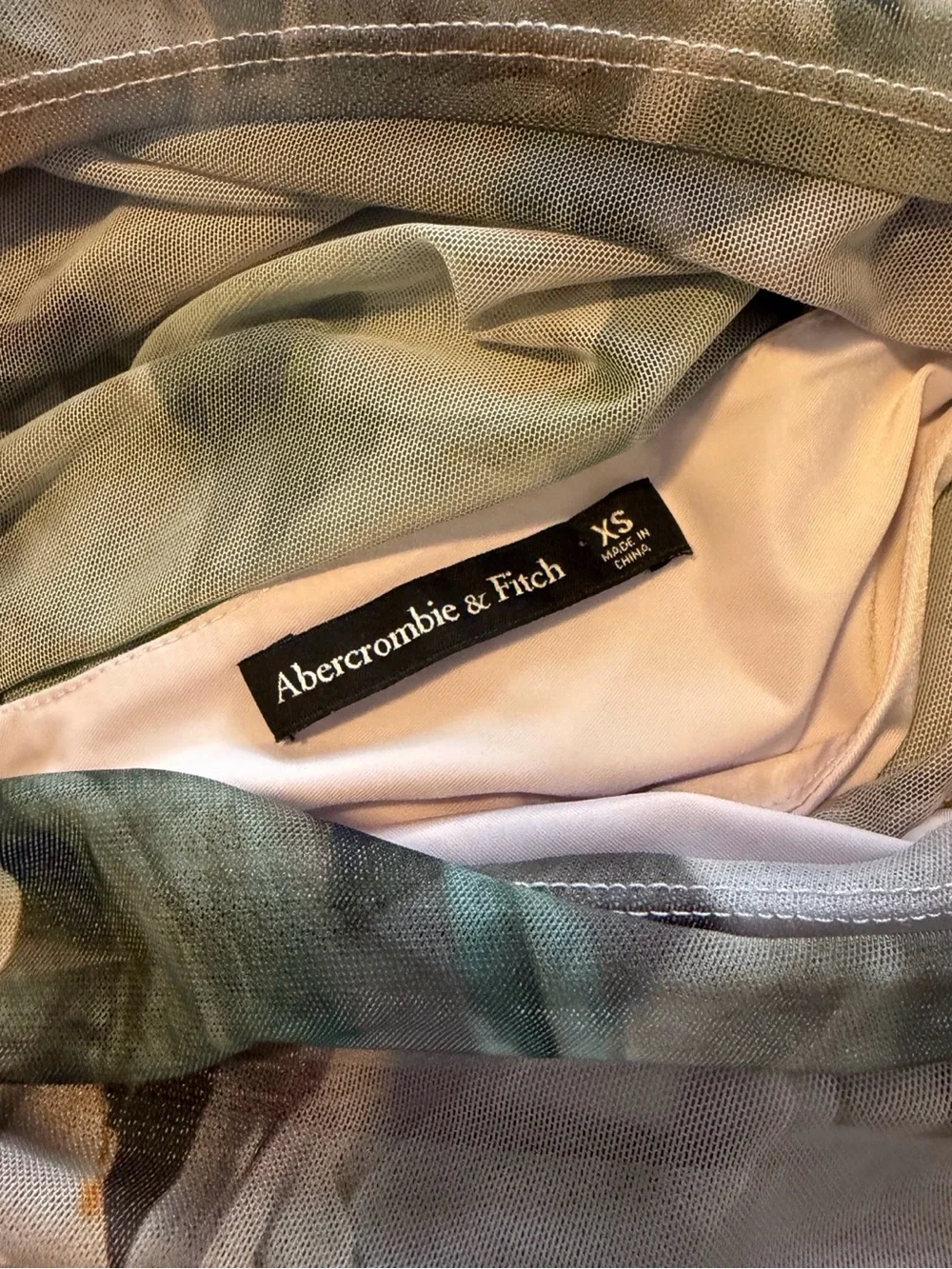 Abercrombie & Fitch Floral Chiffon Maxi Dress in Sage and Cream